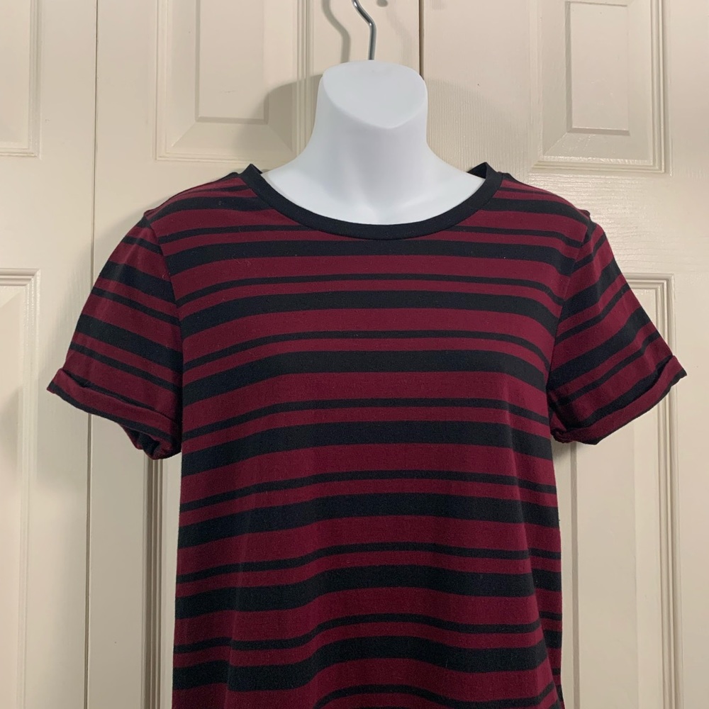 ♥️ 🕶 Striped Burgundy Shirt Dress - Picture 8 of 16